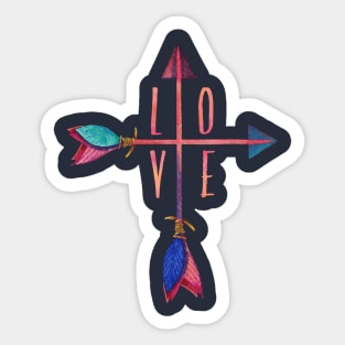 Love Crossed Arrows Boho Design Sticker